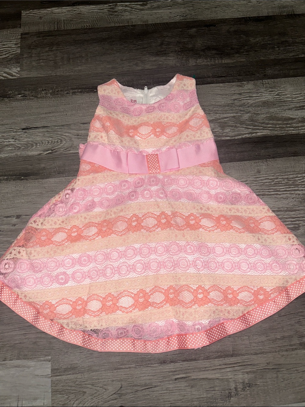 Jessica Ann Pink and Peach Lace Bow Party Dress